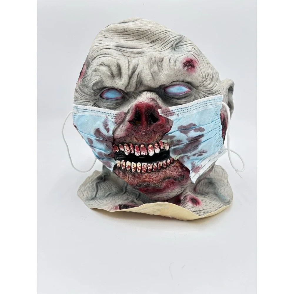 Zombie Full Head Latex Mask Bloody Surgical Mask Horror Halloween Adult Prop